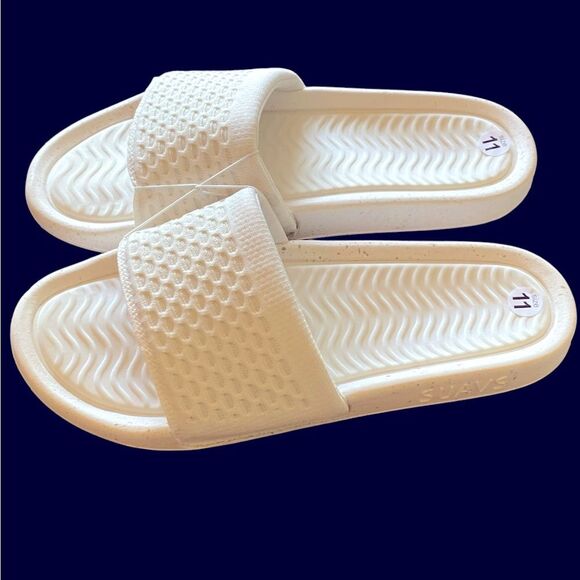 Mens Suavs The Eddy Slide flip flops Jet sand White NWOT men’s size 11 beachwear - Picture 3 of 7
